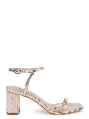 Badgley Mischka Giabella Open Toe Block Heels in Gold New